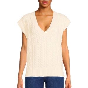 NWT Womens V-Neck Cable Knit Sleeveless Sweater Vest size Medium
